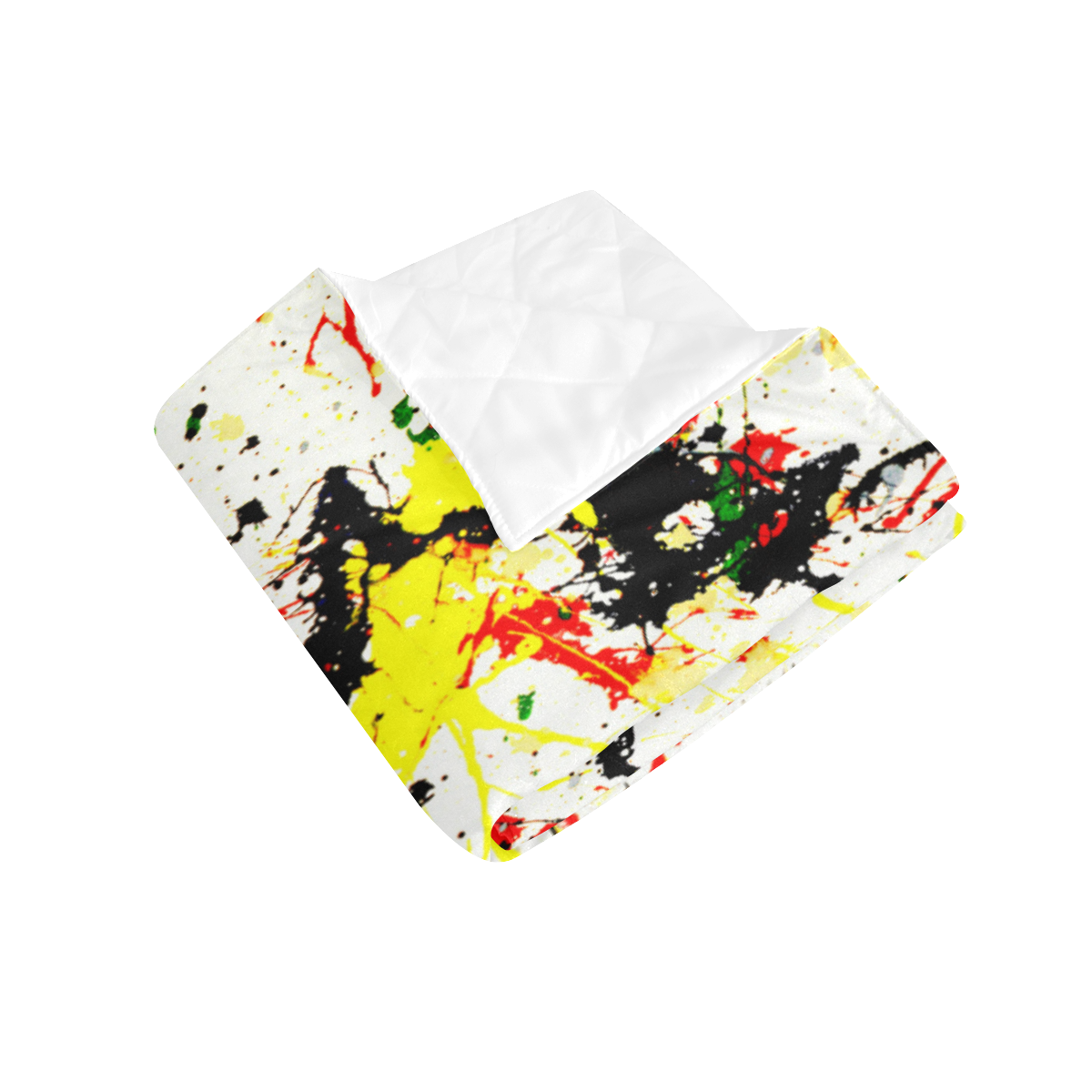 Black, Red, Yellow Paint Splatter Quilt 60"x70"