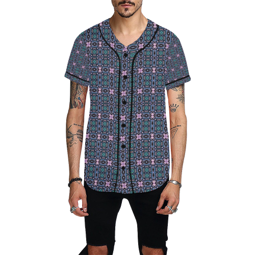 geometric pattern 2B by JamColors All Over Print Baseball Jersey for Men (Model T50)