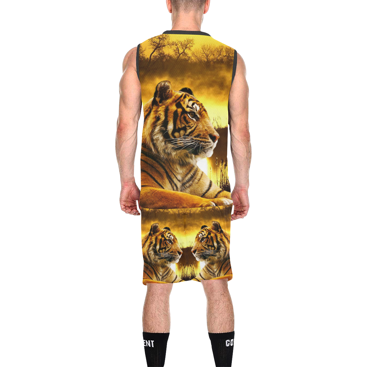 Tiger and Sunset All Over Print Basketball Uniform