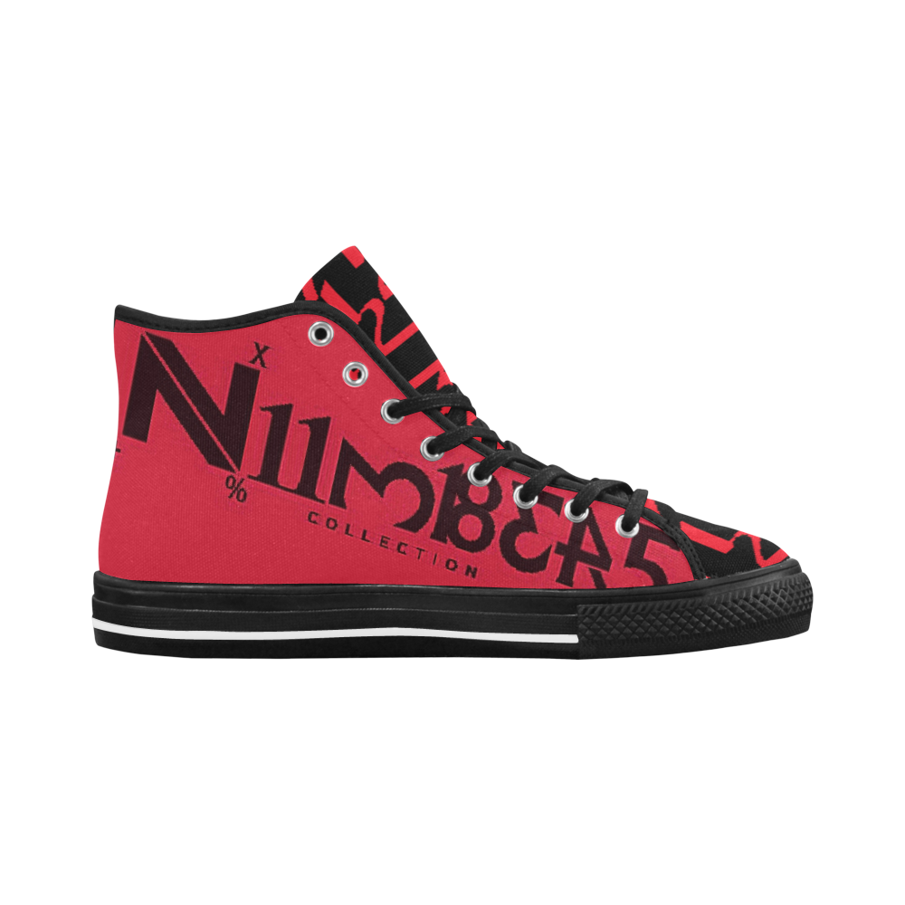 NUMBERS Collection LOGO/1234567 Cherry Red/Black Vancouver H Men's Canvas Shoes (1013-1)
