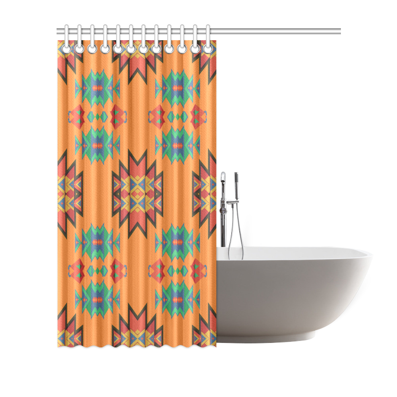 Misc shapes on an orange background Shower Curtain 72"x72"