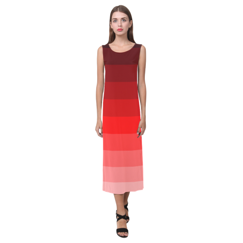Red multicolored stripes Phaedra Sleeveless Open Fork Long Dress (Model D08)