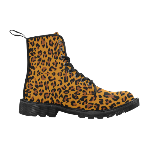 Leopard Martin Boots for Women (Black) (Model 1203H)