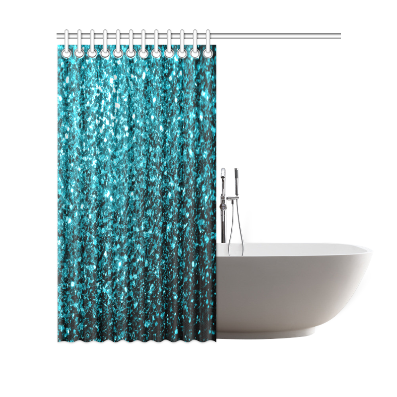 Beautiful Aqua blue glitter sparkles Shower Curtain 69"x70"