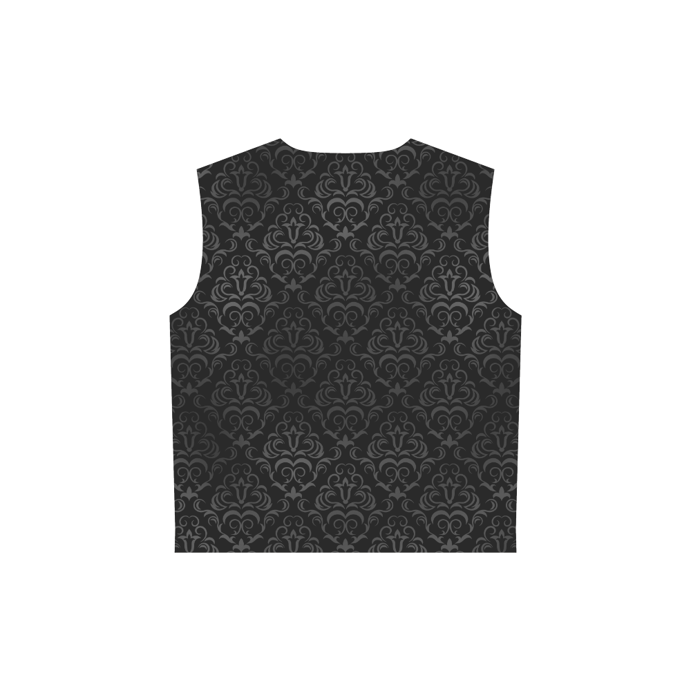 Elegant vintage floral damasks in  gray and black All Over Print Sleeveless Hoodie for Women (Model H15)