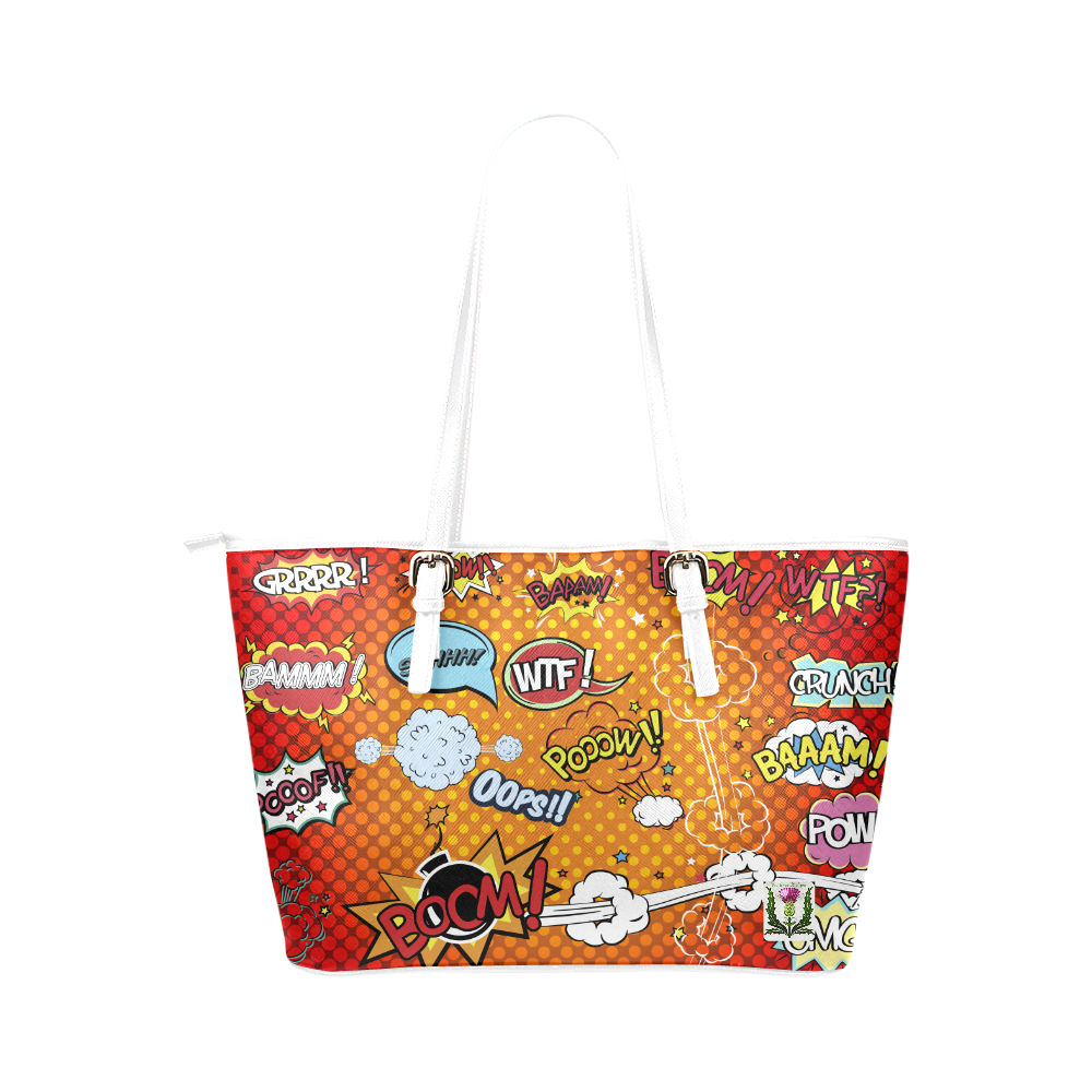 Fairlings Delight's Pop Art Collection- Comic Bubbles 53086p3 Leather Tote Bag/Small (Model 1651)