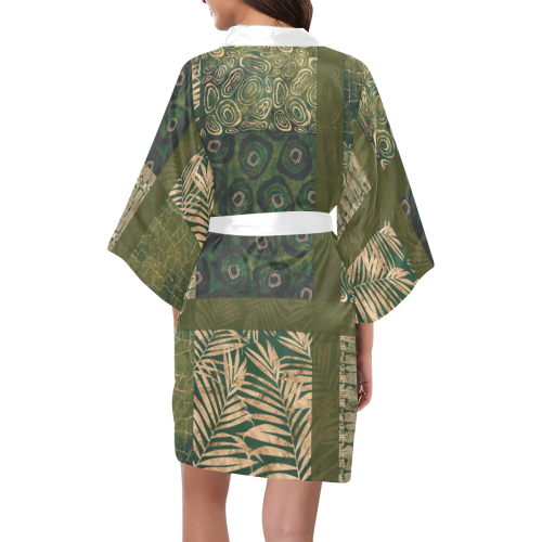Green  Python Jungle Patchwork Kimono Robe