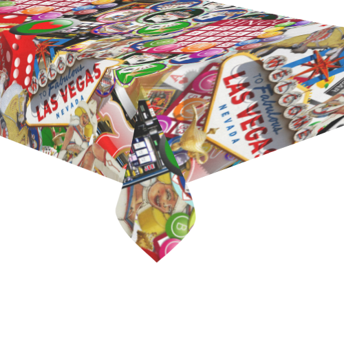 Gamblers Delight - Las Vegas Icons Cotton Linen Tablecloth 60"x 104"