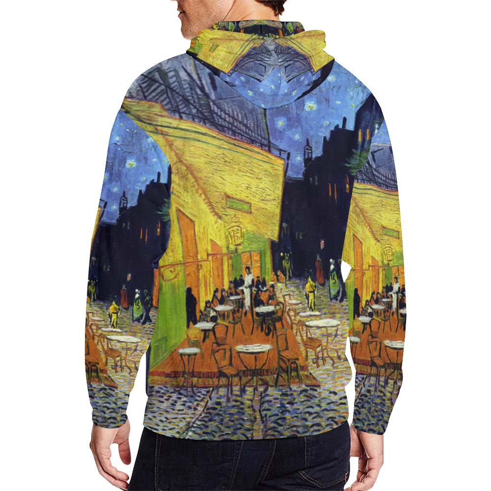 Vincent Willem van Gogh - Cafe Terrace at Night All Over Print Full Zip Hoodie for Men (Model H14)