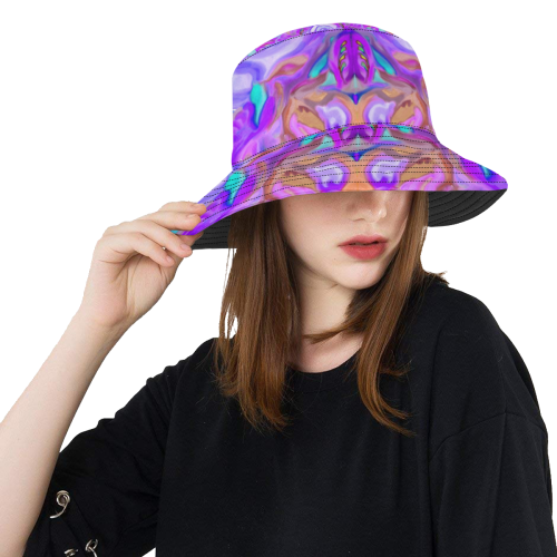 Floral bright colors with frise 6 All Over Print Bucket Hat