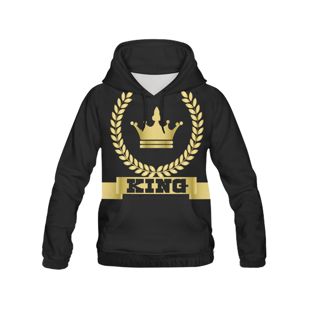 Gold King Hoodie Black All Over Print Hoodie for Men (USA Size) (Model H13)