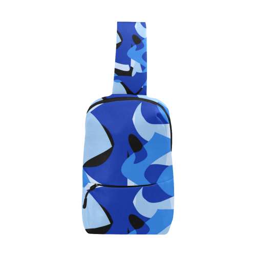Camouflage Abstract Blue and Black Chest Bag (Model 1678)
