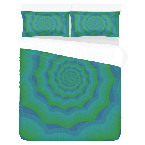 Blue green spiral 3-Piece Bedding Set