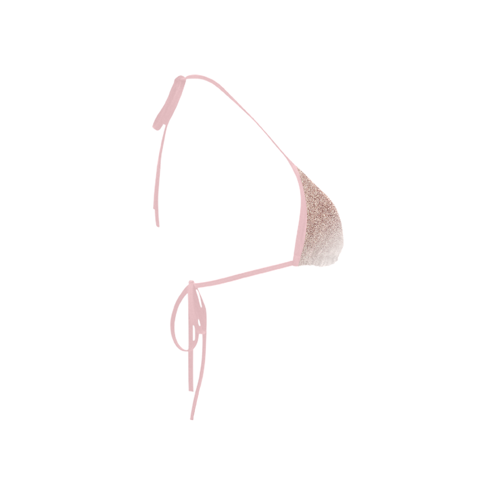 Rose Gold Glitter Ombre Pink White Custom Bikini Swimsuit Top