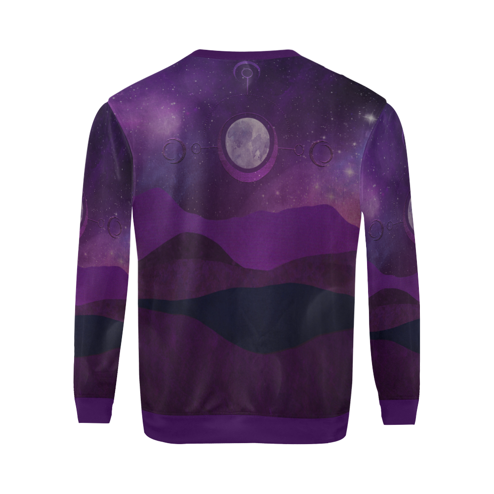 Purple Moon Night All Over Print Crewneck Sweatshirt for Men (Model H18)