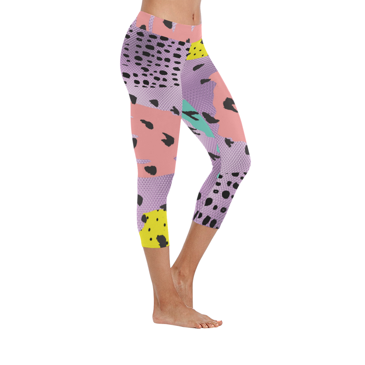 dot pattern Women's Low Rise Capri Leggings (Invisible Stitch) (Model L08)