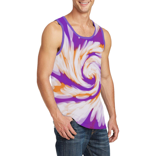 Purple Orange Tie Dye Swirl Abstract Men's All Over Print Tank Top (Model T57)