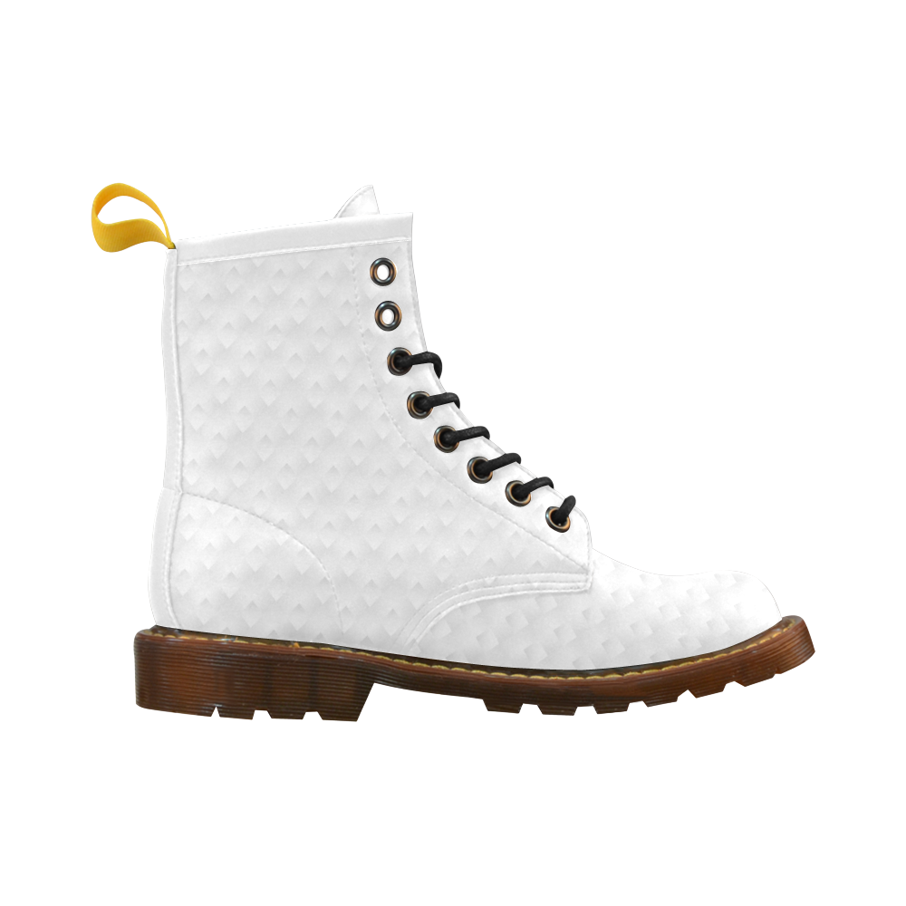 White Rombus Pattern High Grade PU Leather Martin Boots For Men Model 402H