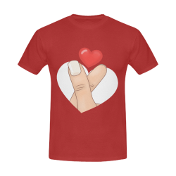 Finger Heart / Red Men's Slim Fit T-shirt (Model T13)