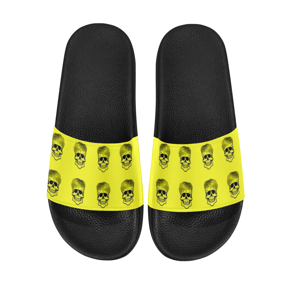 Funny Skull Pattern, yellow Women's Slide Sandals (Model 057)