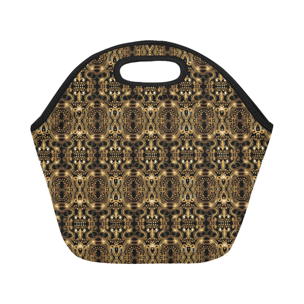 Luxurious gold pattern Neoprene Lunch Bag/Small (Model 1669)