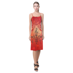 Music clef with floral design Alcestis Slip Dress (Model D05)