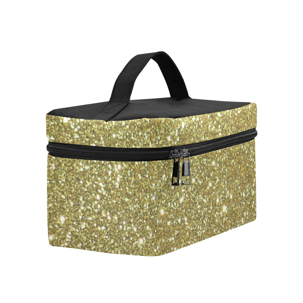 "gold glitter" Cosmetic Bag/Large (Model 1658)