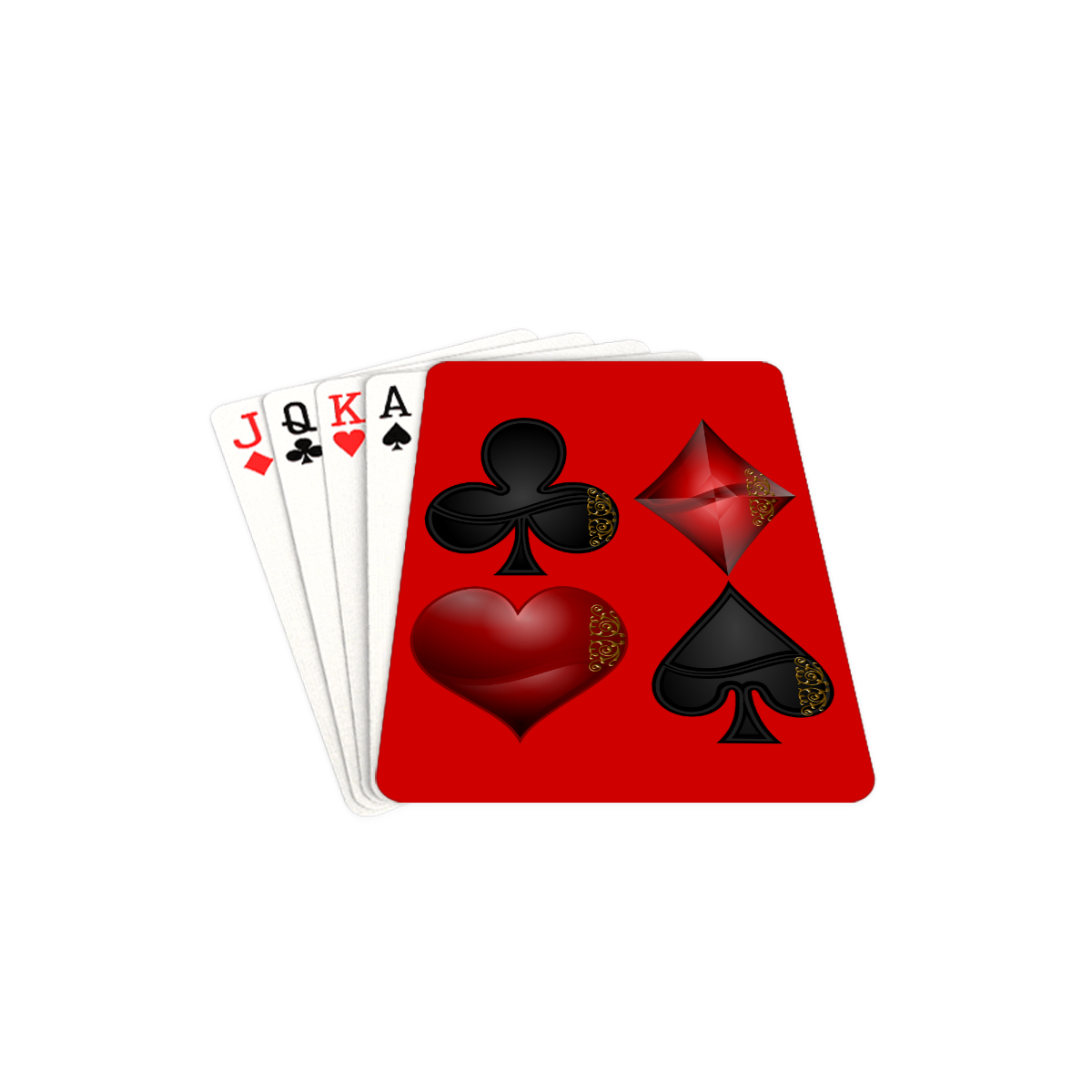 Las Vegas Black and Red Casino Poker Card Shapes on Red Playing Cards 2.5"x3.5"