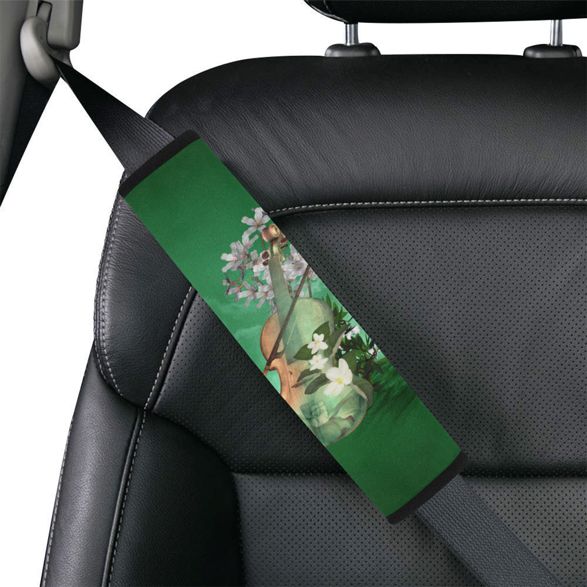 Violin with flowers Car Seat Belt Cover 7''x12.6''