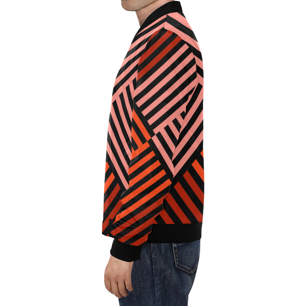 Diagonal Striped Pattern All Over Print Bomber Jacket for Men (Model H19)