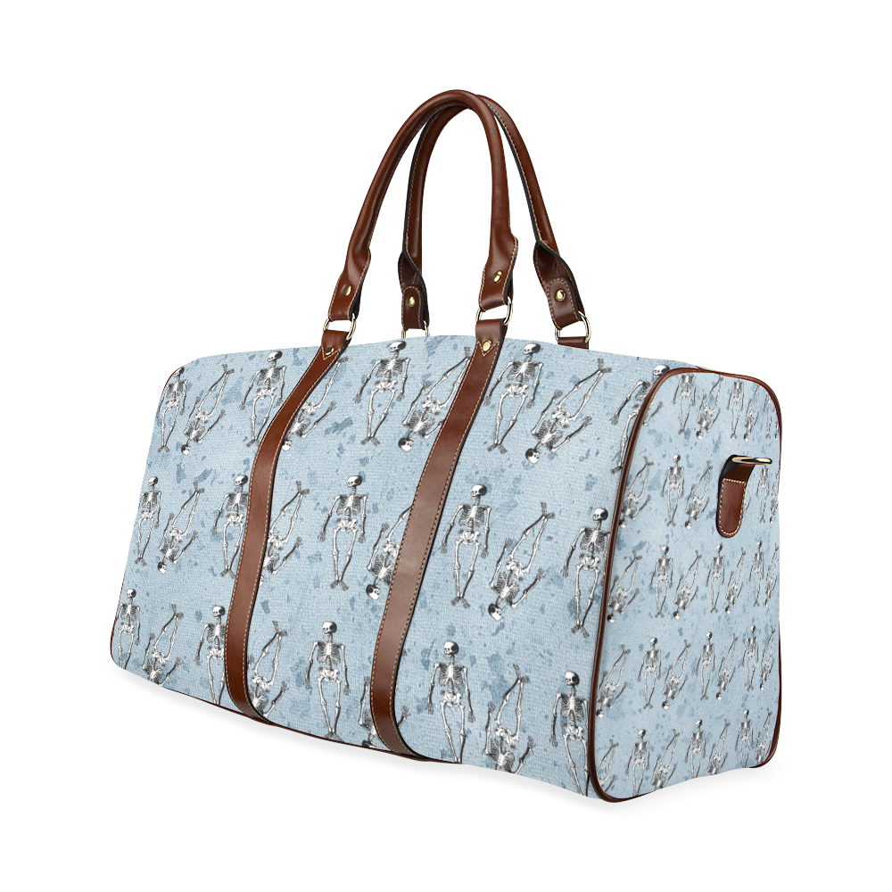 skeleton blue background Waterproof Travel Bag/Small (Model 1639)