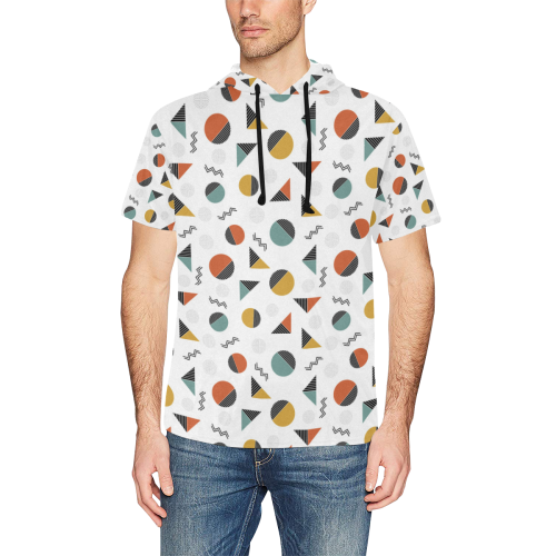 Geo Cutting Shapes All Over Print Short Sleeve Hoodie for Men (Model H32)