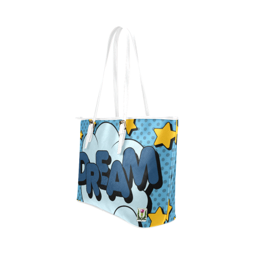 Fairlings Delight's Whimsical Emporium Pop Art Collection- Comic Bubbles Tote Bag Dream1w Leather Tote Bag/Small (Model 1651)