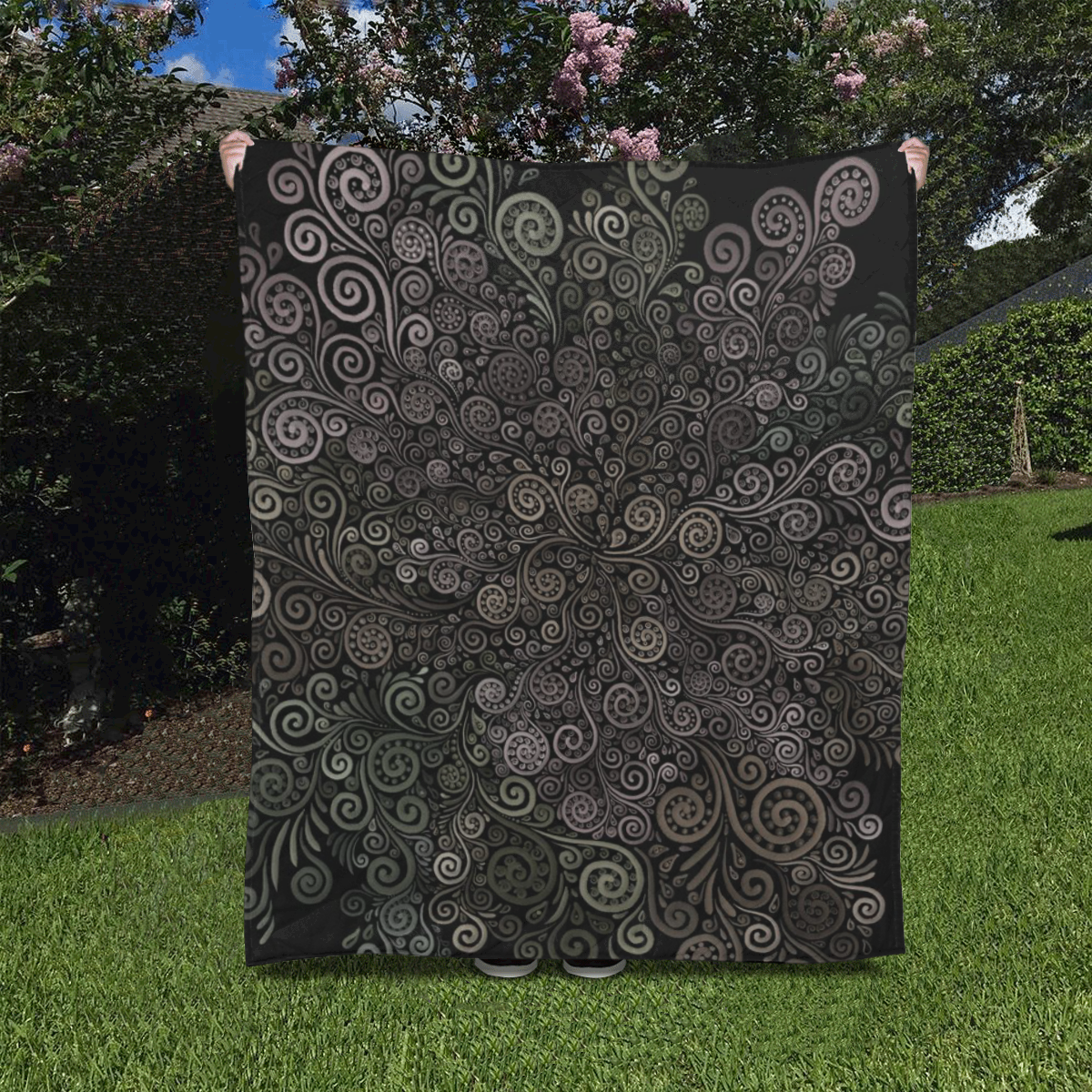 3D Psychedelic soft color Rose Quilt 50"x60"