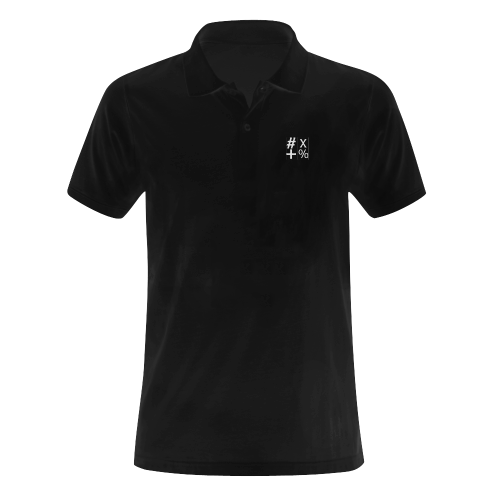 NUMBERS Collection Symbols Black/White Men's Polo Shirt (Model T24)