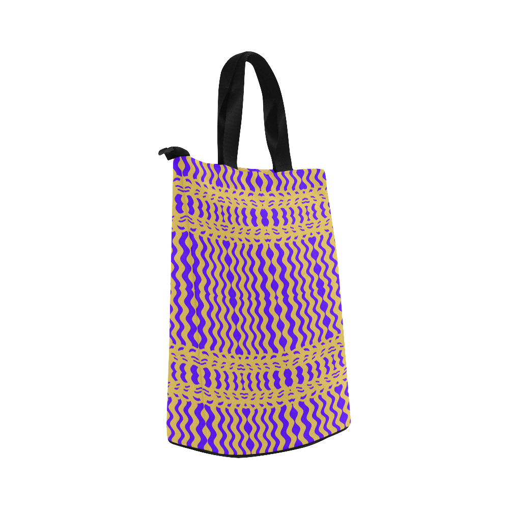 Purple Yellow Modern  Waves Lines Nylon Lunch Tote Bag (Model 1670)