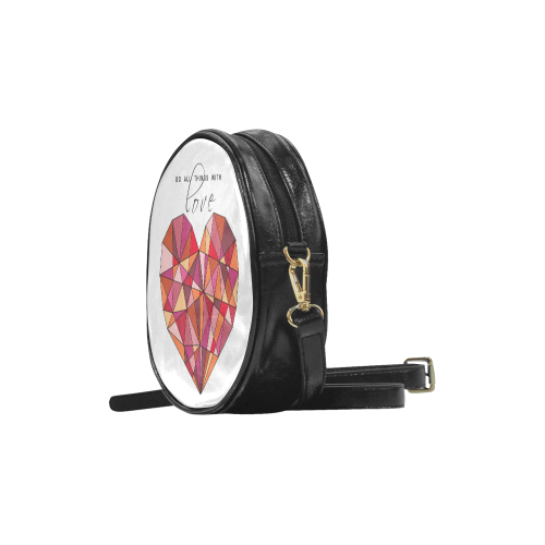 RED HEART WIREFRAME Round Sling Bag (Model 1647)