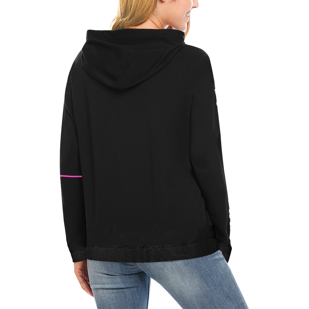 BGB LOGO PINK LINE SLEEVE All Over Print Hoodie for Women (USA Size) (Model H13)