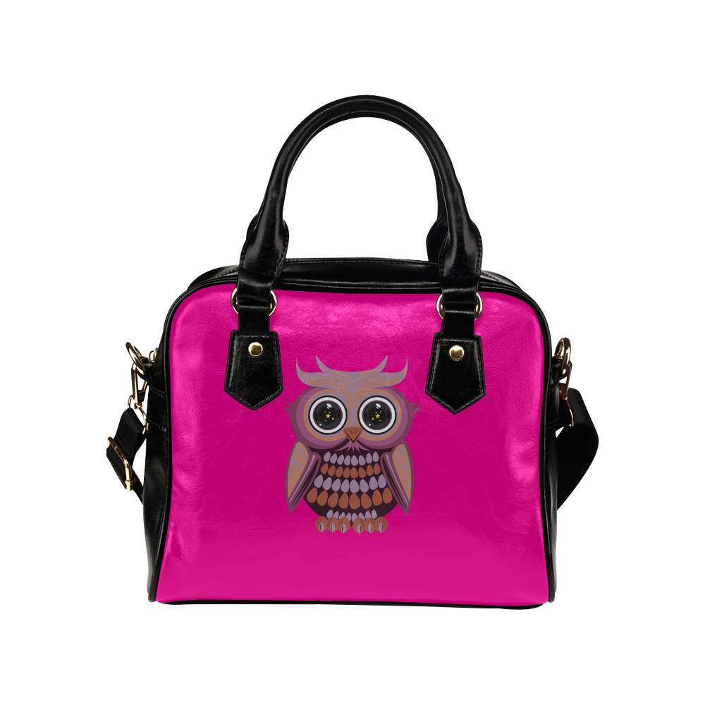 Star Eye Owl - Purple Orange Shoulder Handbag (Model 1634)