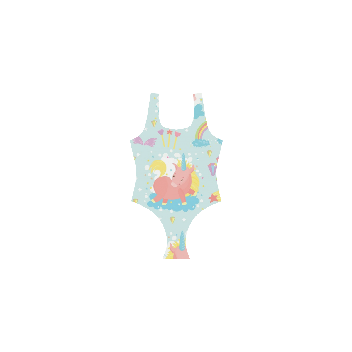 Unicorn And Rainbow Pattern Vest One Piece Swimsuit (Model S04)