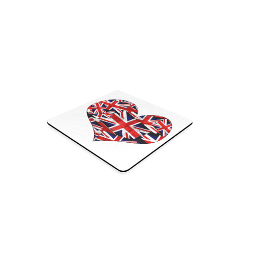 Union Jack British UK Flag Heart Square Coaster