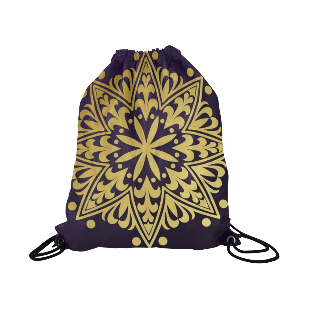 MANDALA POT GOLD Large Drawstring Bag Model 1604 (Twin Sides)  16.5"(W) * 19.3"(H)