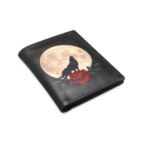 Gothic Wolf Full Moon Men's Leather Wallet (Model 1612)