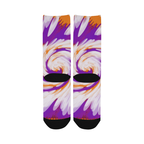 Purple Orange Tie Dye Swirl Abstract Women's Custom Socks