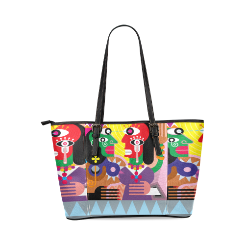 Dancing Gypsy Women Leather Tote Bag/Small (Model 1640)