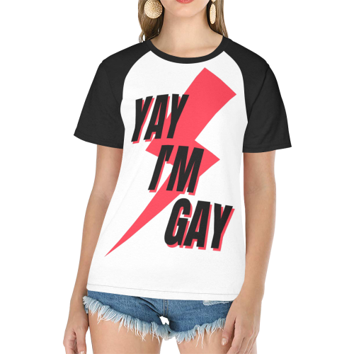 Yay I'm Gay red Women's Raglan T-Shirt/Front Printing (Model T62)