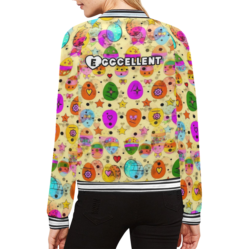 Eggcellent Popart by Nico Bielow All Over Print Bomber Jacket for Women (Model H21)