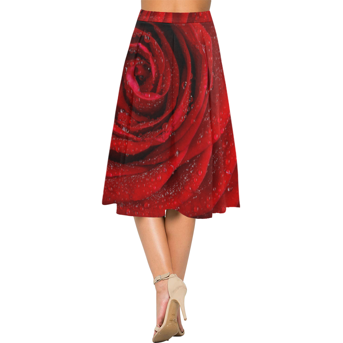 Red rosa Aoede Crepe Skirt (Model D16)