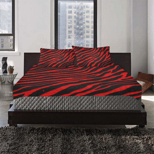 Ripped SpaceTime Stripes - Red 3-Piece Bedding Set