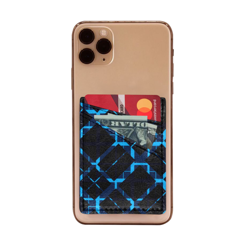 Modern Style Blue Plaid Cell Phone Card Holder
